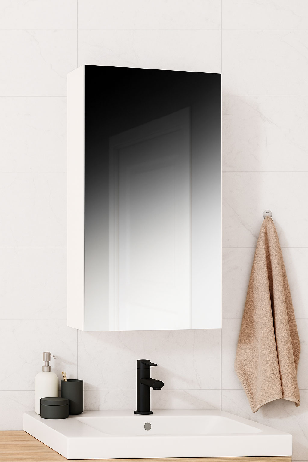Dulap cu oglindă Kit, 40x68cm, Alb