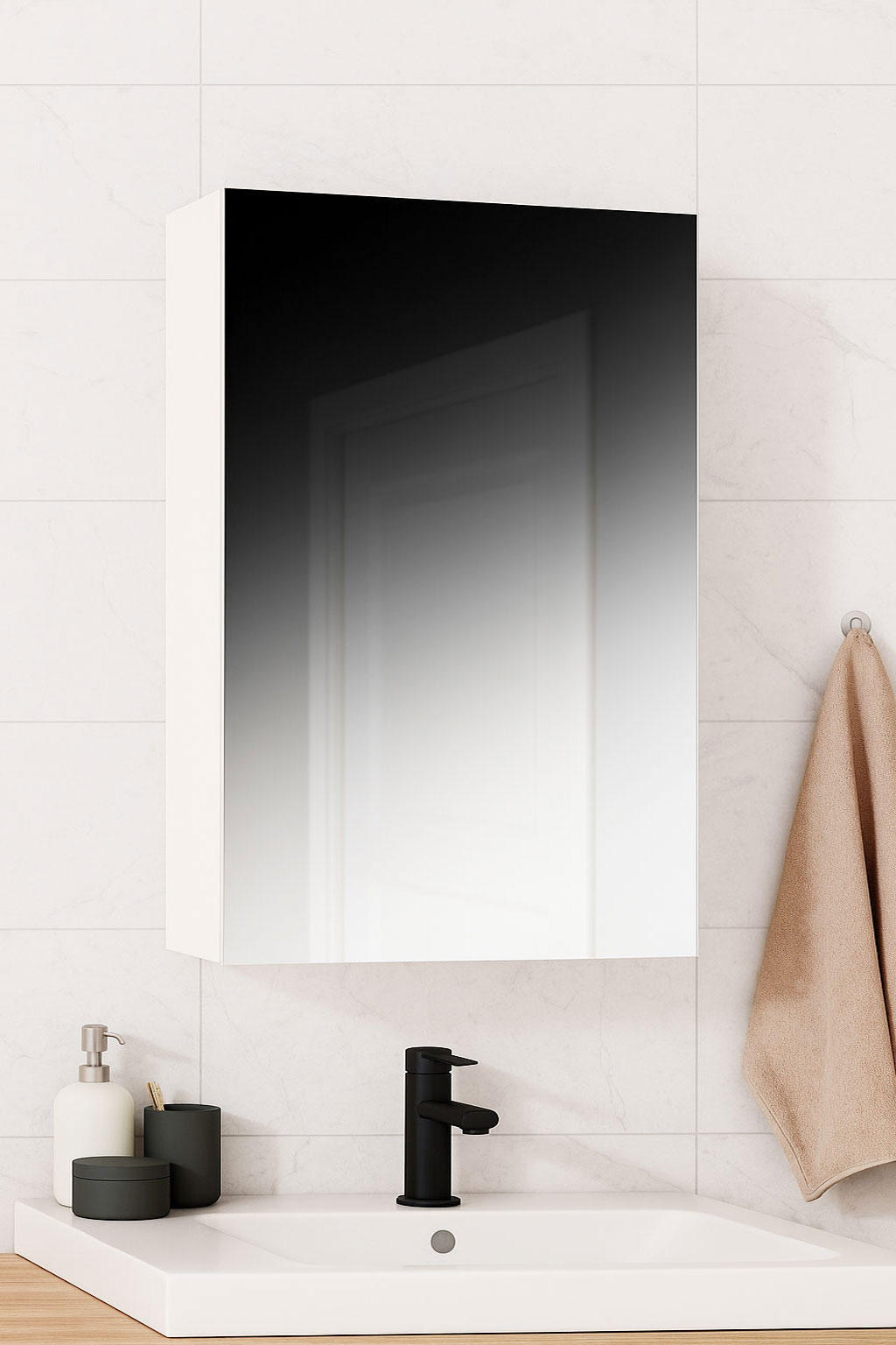 Dulap cu oglindă Kit, 50x68cm, Alb