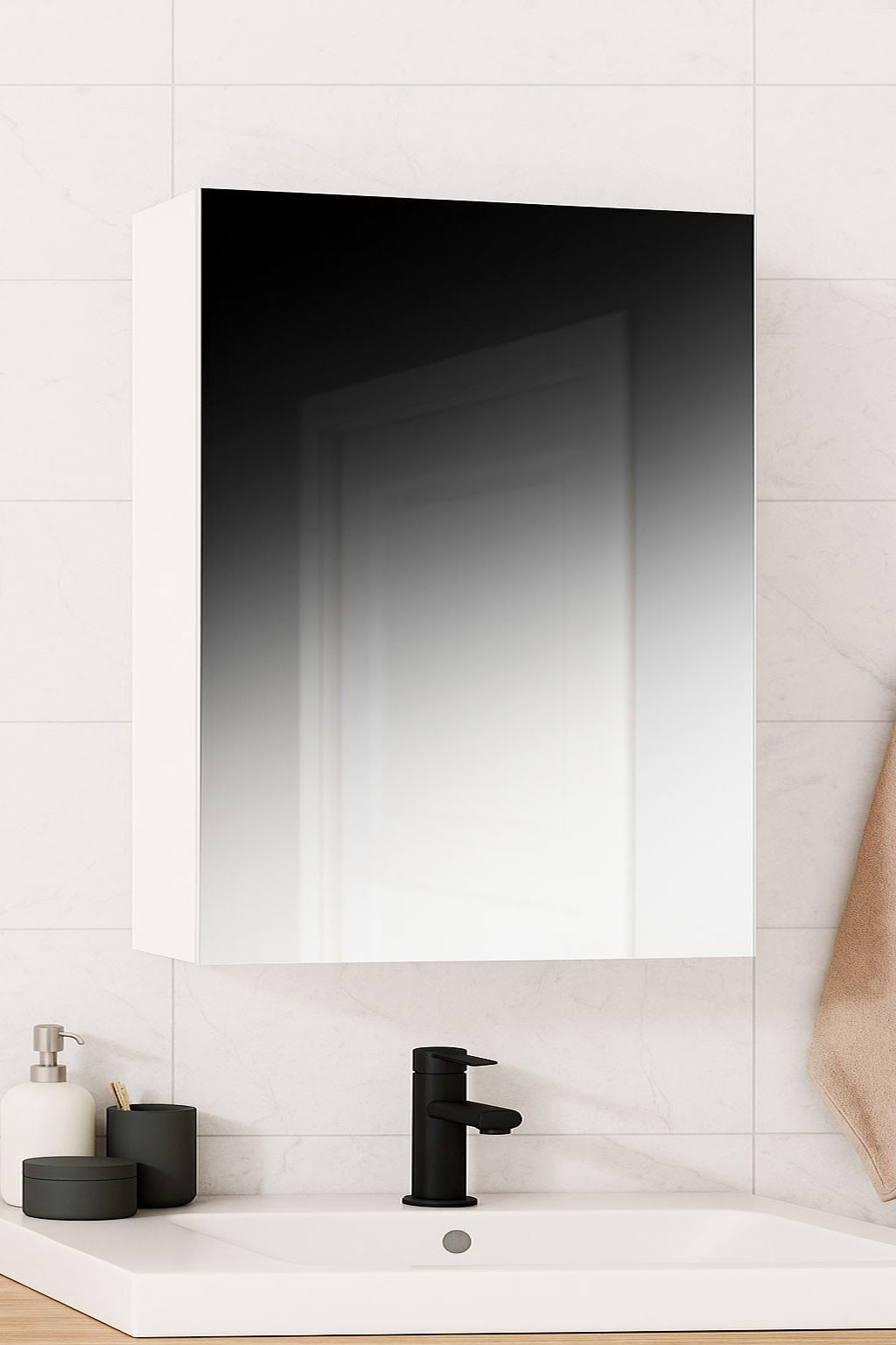 Dulap cu oglindă Kit, 60x68cm, Alb