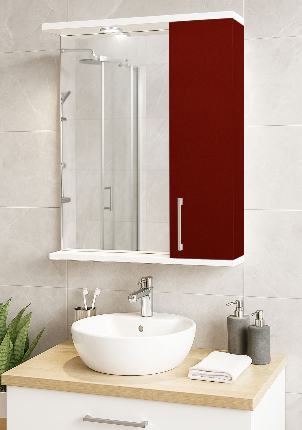 Oglindă MDF, Seria 020, 55cm, Bordo