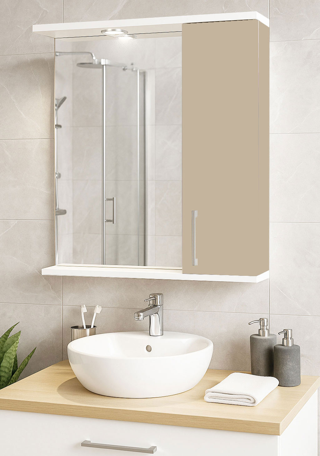 Oglindă MDF, Seria 020, 60cm, Cappuccino