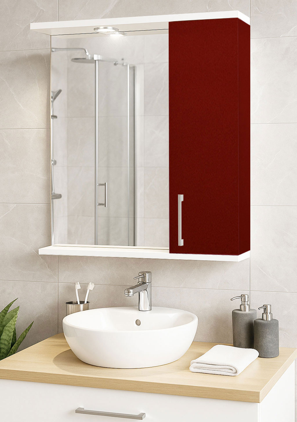 Oglindă MDF, Seria 020, 60cm, Bordo