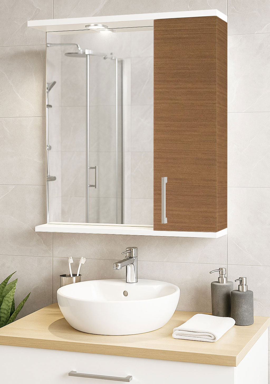 Oglindă MDF, Seria 020, 60cm, Stejar