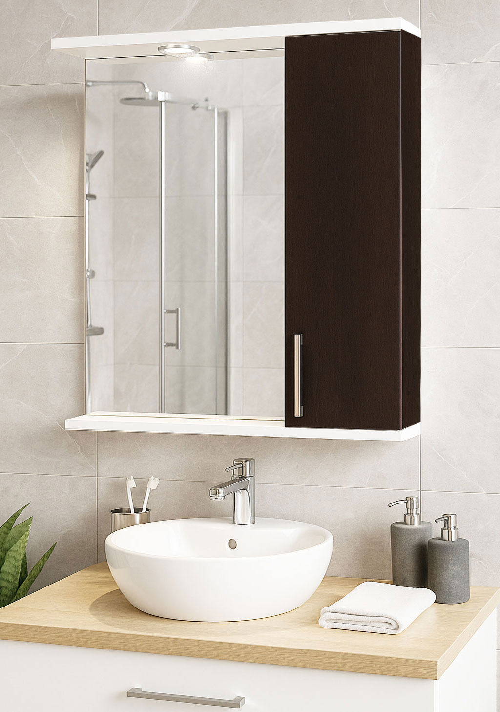 Oglindă MDF, Seria 020, 60cm, Wenge