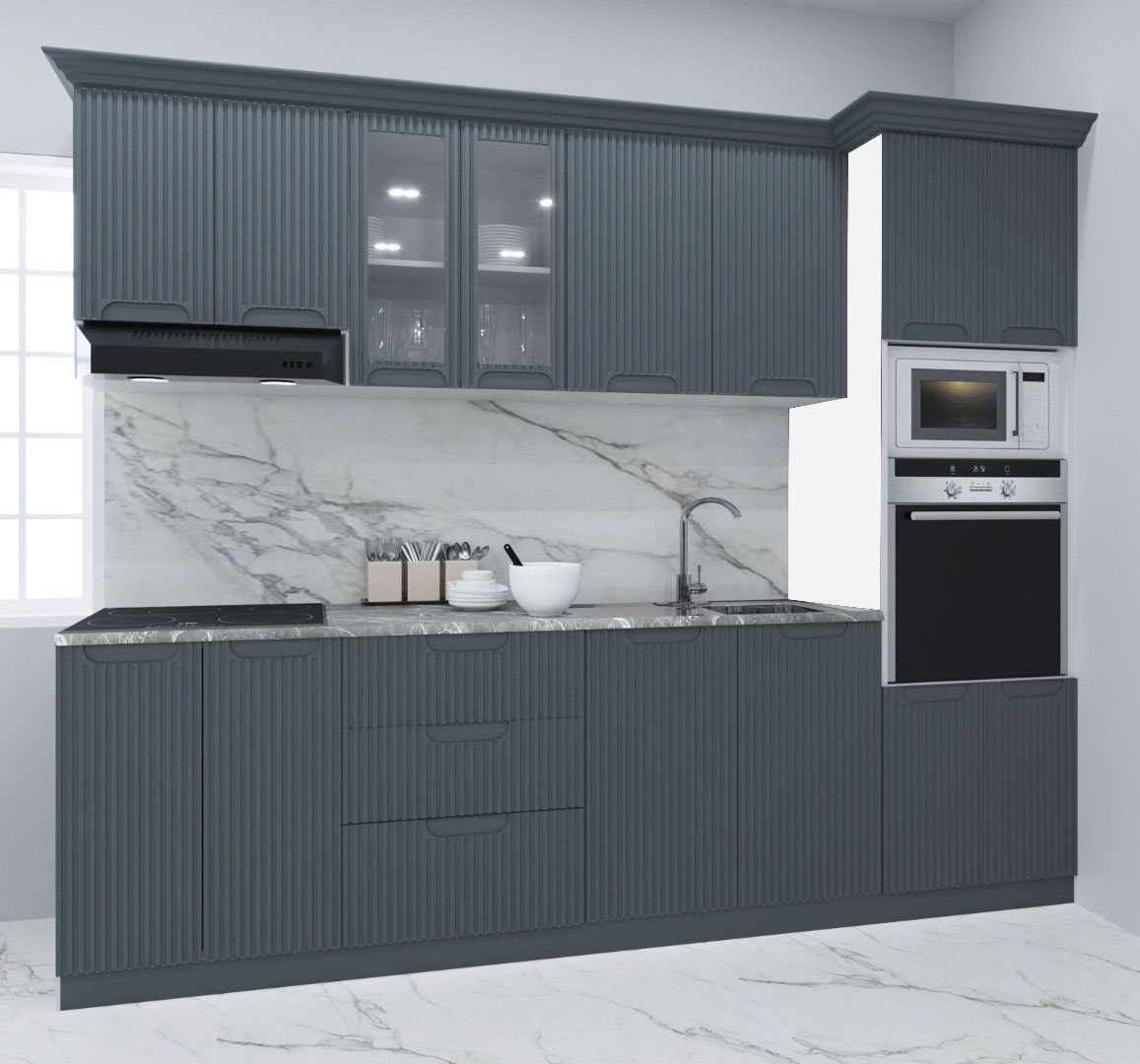 Mobilier de Bucătărie MDF Set, Space, 260cm, Antracit