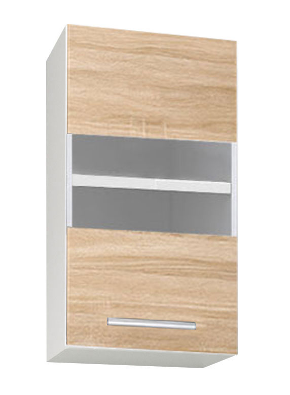 Mobilier bucătărie PAL kit, Germania, Suspendat, ușă cu sticlă, 30cm, Sonoma