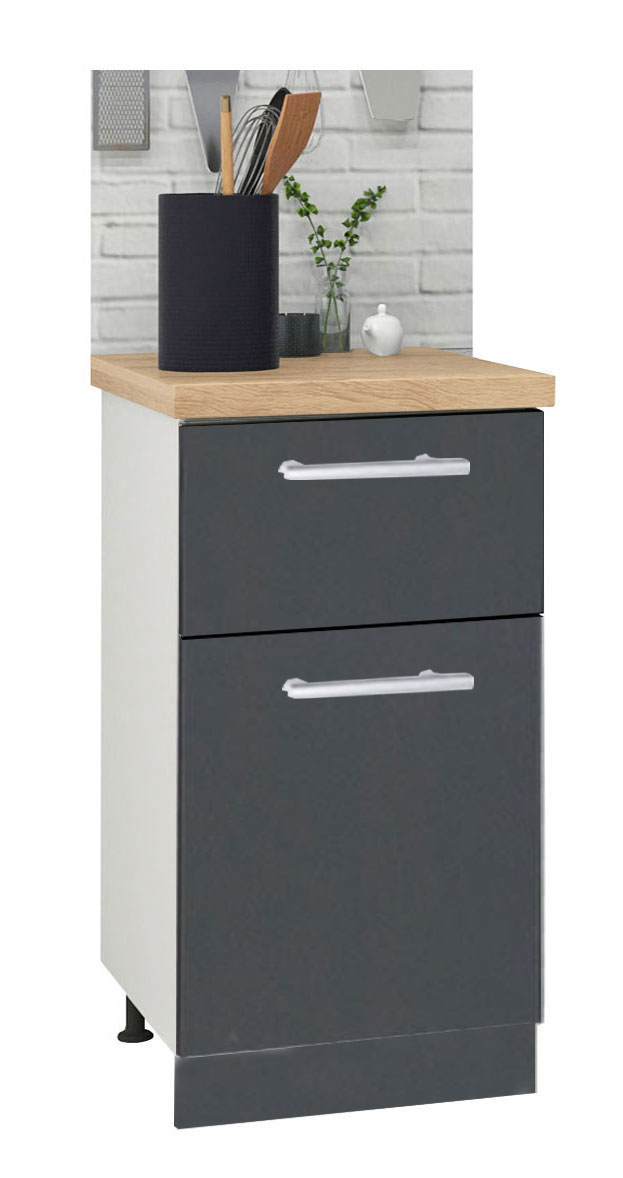 Mobilier bucătărie PAL kit, Germania, Inferior, 1 ușă 1 sertar, 40cm, Antracit