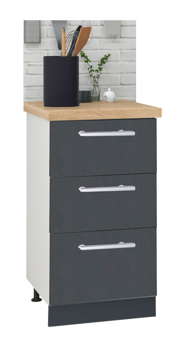 Mobilier bucătărie PAL kit, Germania, Inferior, 3 sertare, 40cm, Antracit