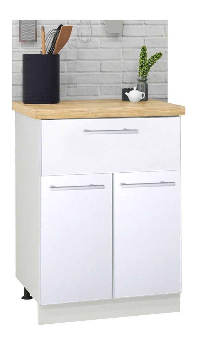 Mobilier bucătărie PAL kit, Germania, Inferior, 2 usi și 1 sertar, 60cm, Alb