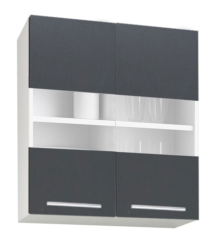 Mobilier bucătărie PAL kit, Germania, Suspendat, uși cu sticlă, 60cm, Antracit