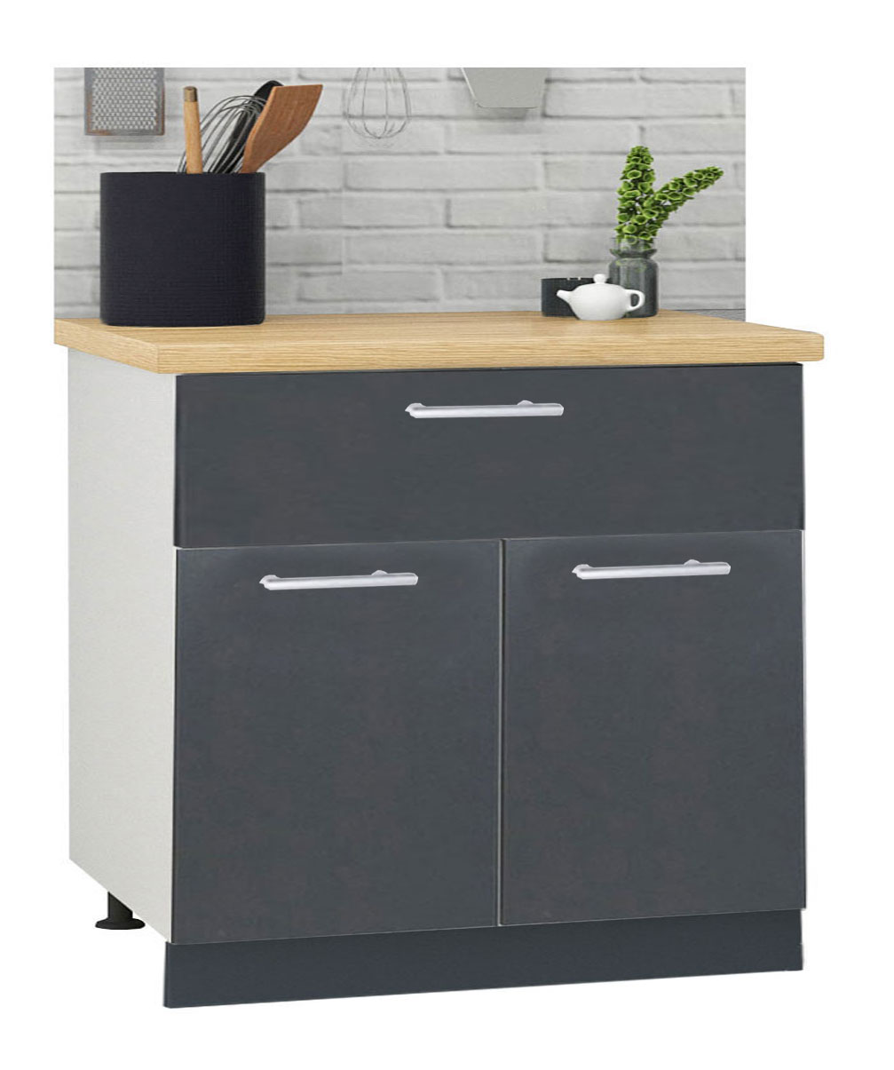 Mobilier bucătărie PAL kit, Germania, Inferior, 2 usi și 1 sertar, 80cm, Antracit