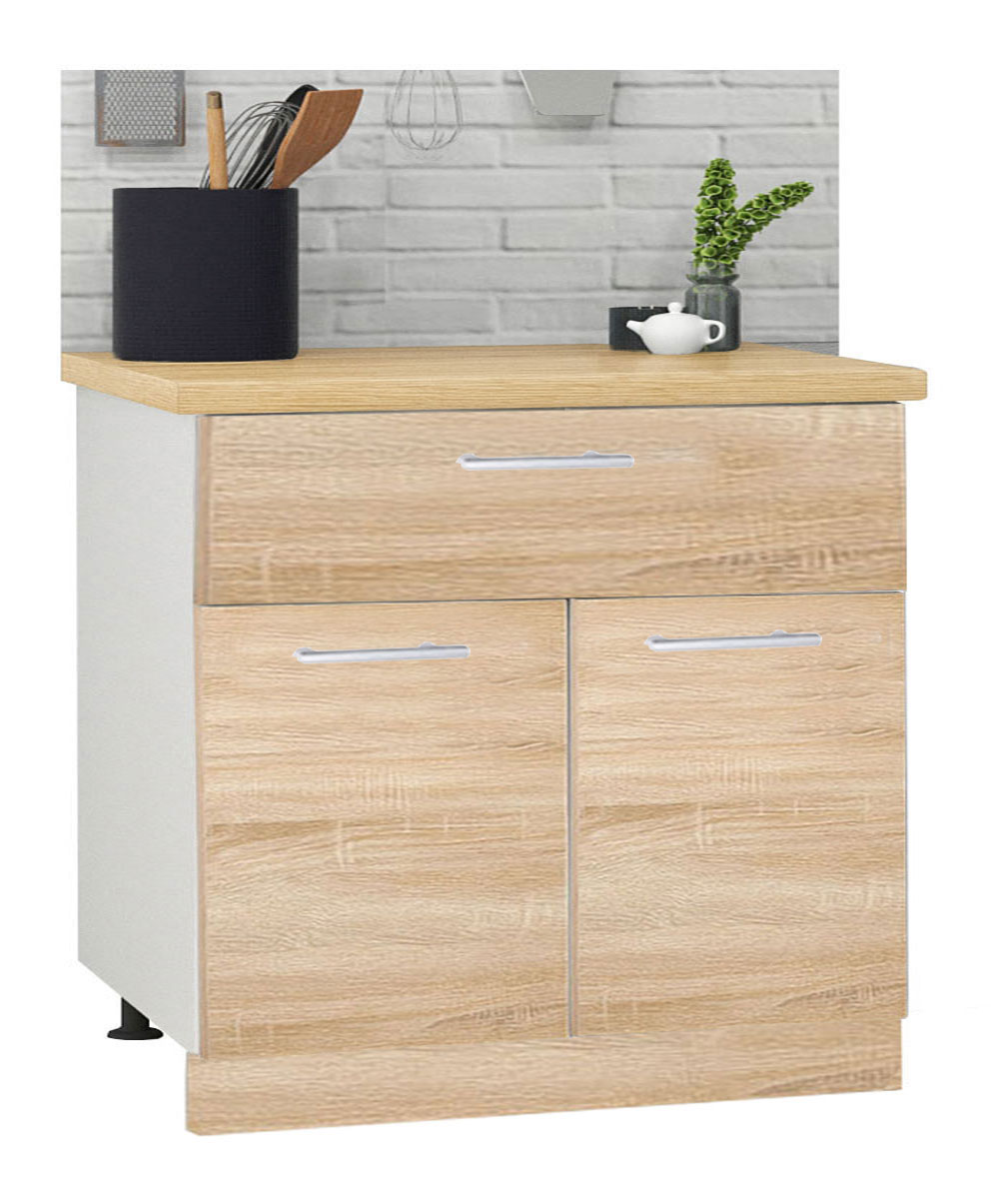 Mobilier bucătărie PAL kit, Germania, Inferior, 2 usi și 1 sertar, 80cm, Sonoma