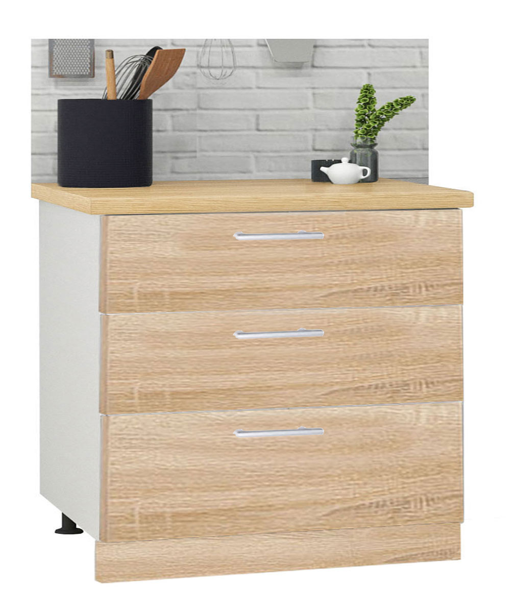 Mobilier bucătărie PAL kit, Germania, Inferior, 3 sertare, 80cm, Sonoma