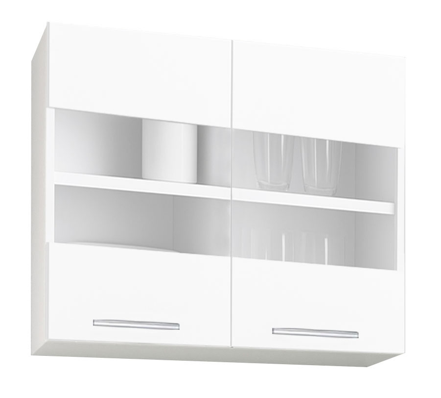 Mobilier bucătărie PAL kit, Germania, Suspendat, uși cu sticlă, 80cm, Alb