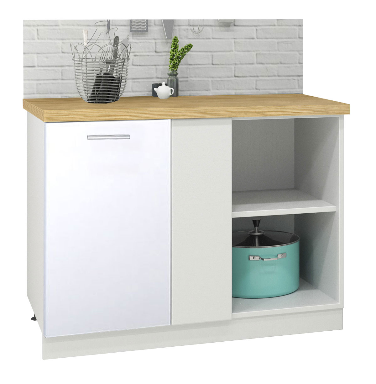 Mobilier bucătărie PAL kit, Germania, Inferior, Colț stânga/dreapta, 100cm, Alb
