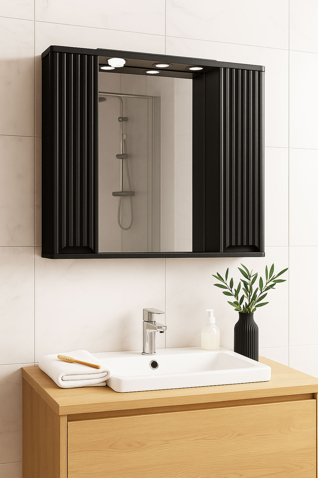 Oglindă MDF, Seria 033, 80cm, Negru