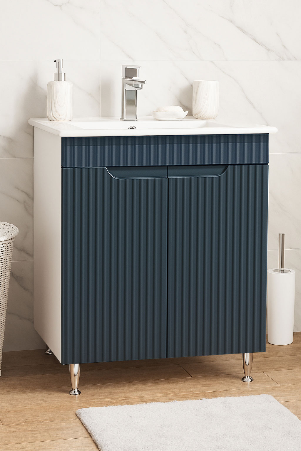 Mobilier Baie MDF Kit și lavoar, Seria 033, 60cm, Antracit