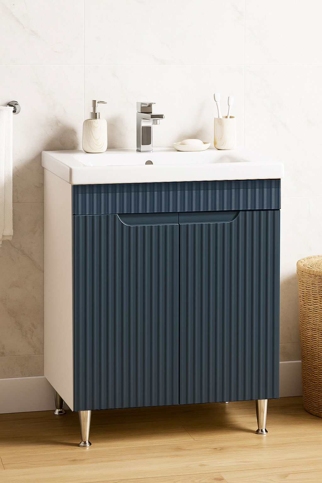 Mobilier Baie MDF kit și lavoar, Seria 733, 60cm, Antracit