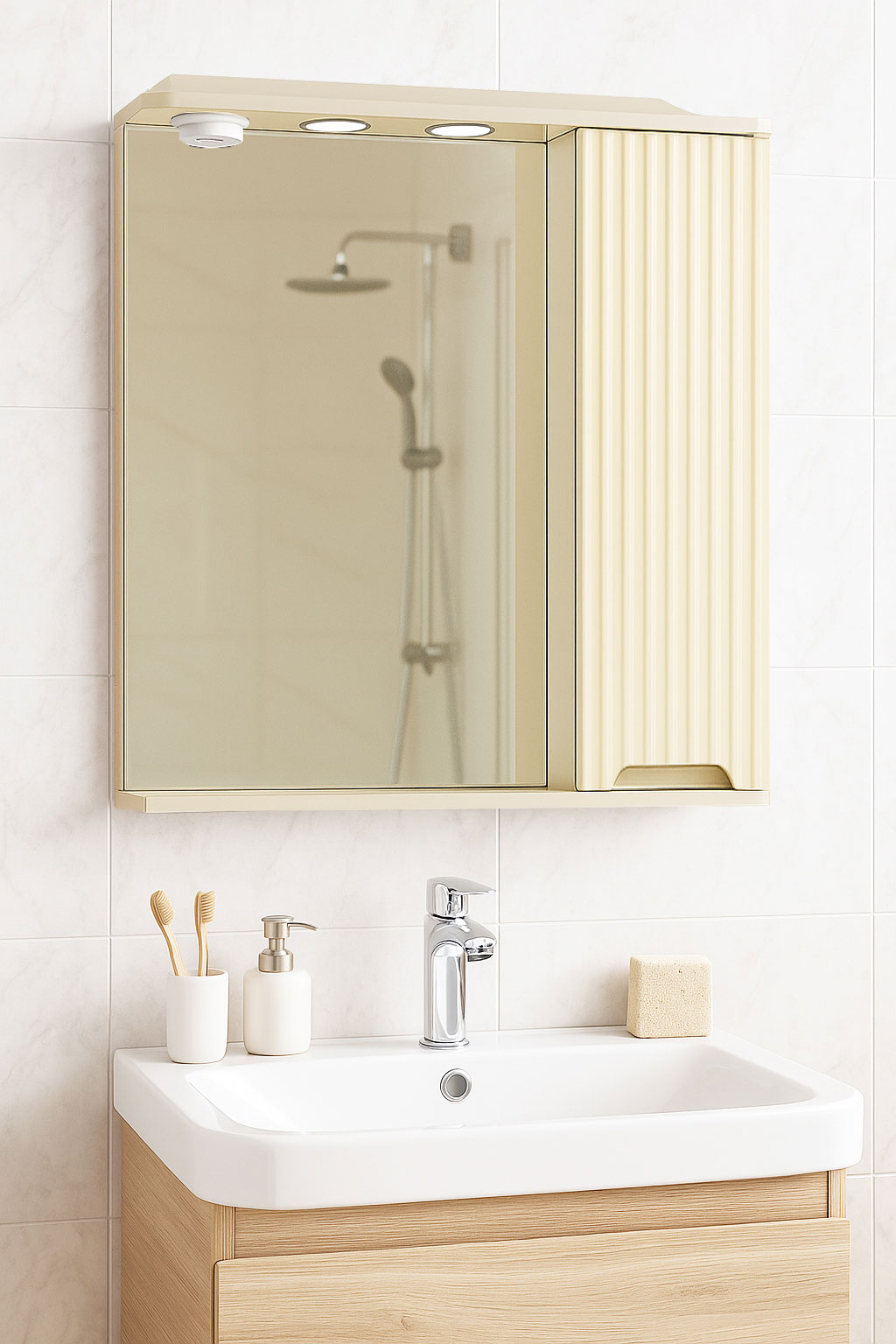 Oglindă MDF, Seria 033, 60cm, Crem