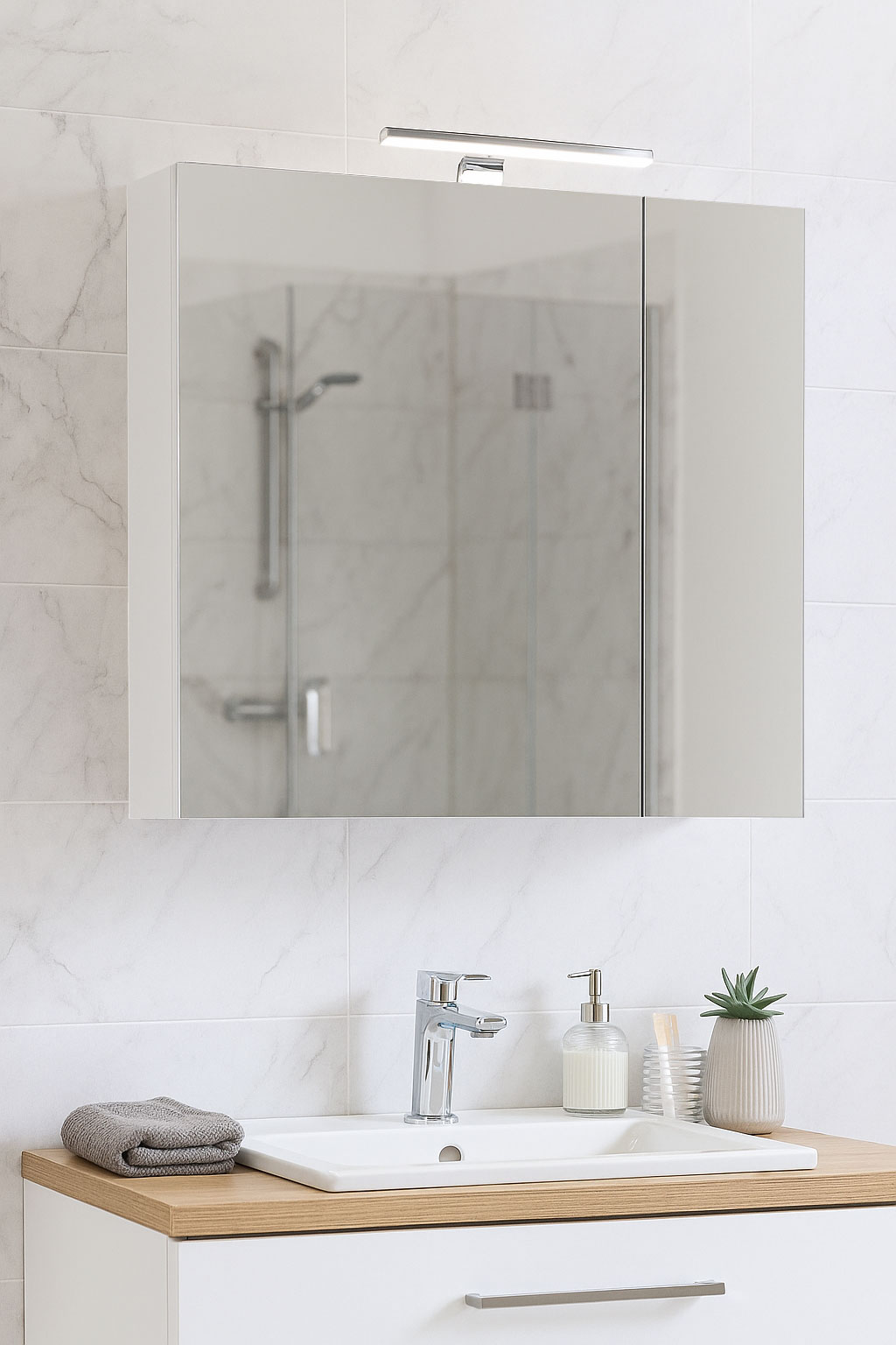 Oglindă Serena Kit, 70cm, Alb