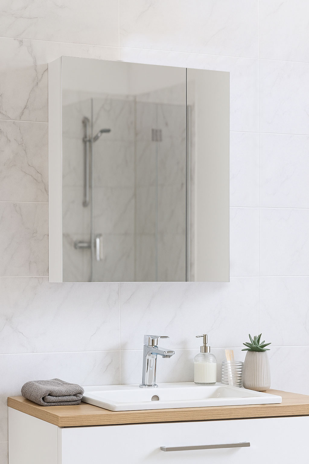 Oglindă baie Kit, Serena, 50cm, Alb