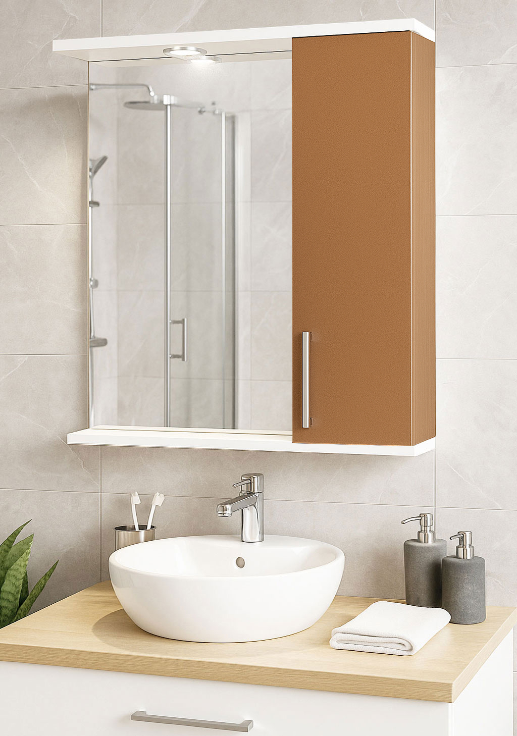 Oglindă MDF, Seria 020, 60cm, Cappuccino