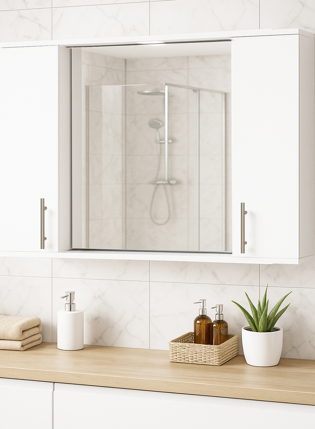 Oglindă MDF, Seria 020, 100cm, Alb