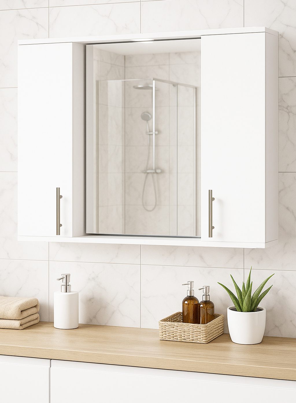 Oglindă MDF Kit, Seria 020, 80cm, Alb