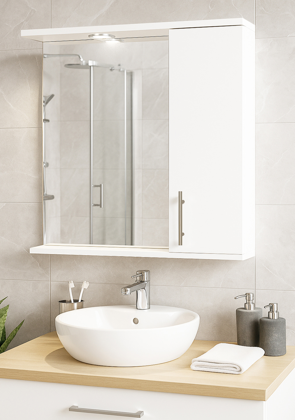 Oglindă MDF, Seria 020, 70cm, Alb