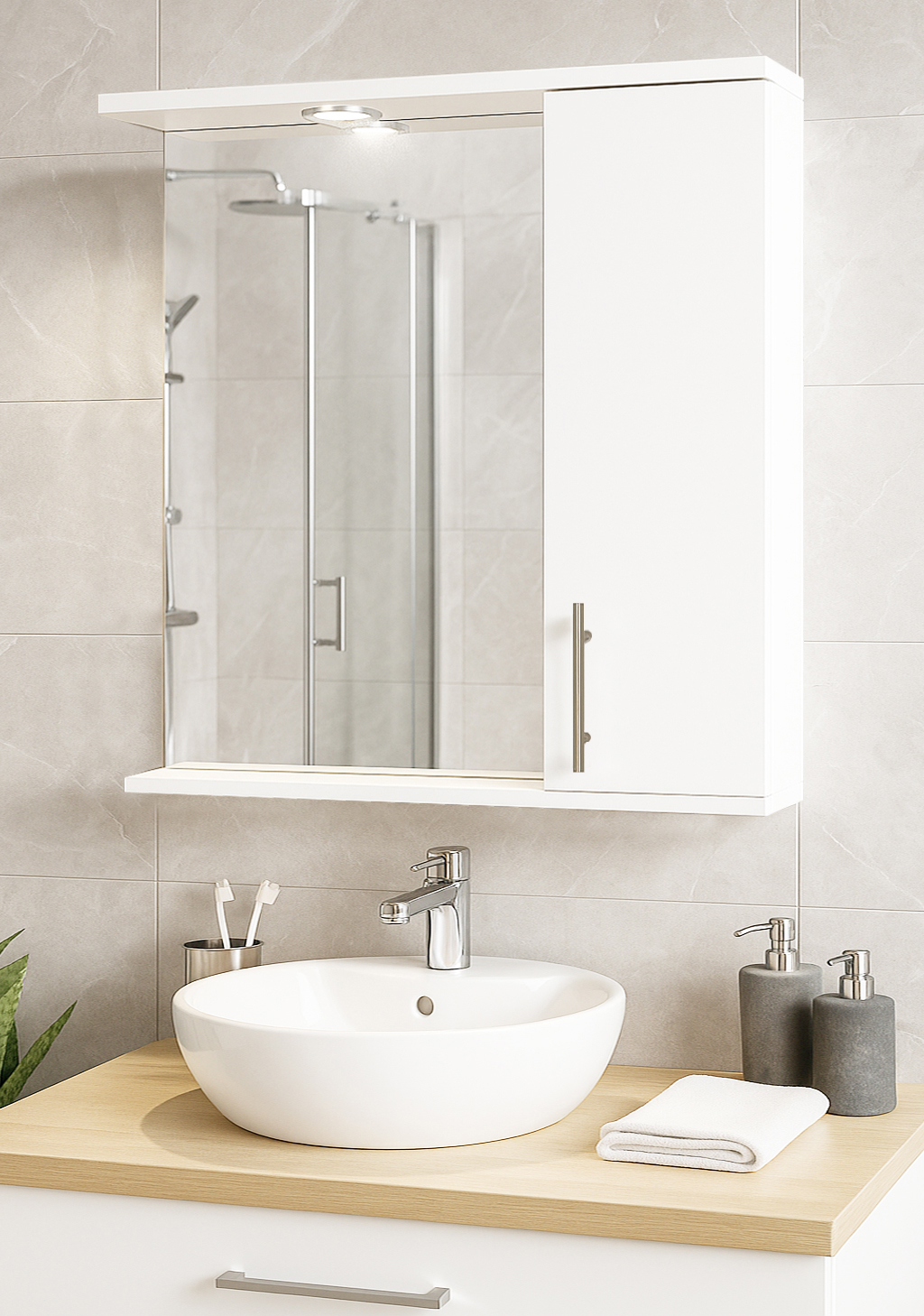 Oglindă MDF, Seria 020, 65cm, Alb