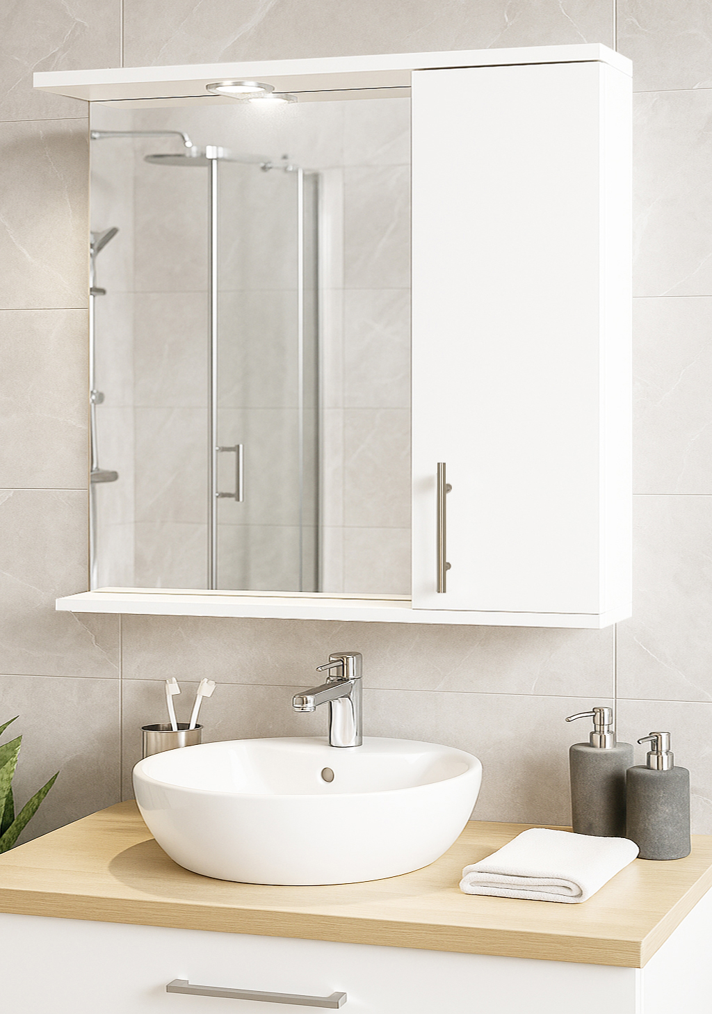 Oglindă MDF, Seria 020, 75cm, Alb