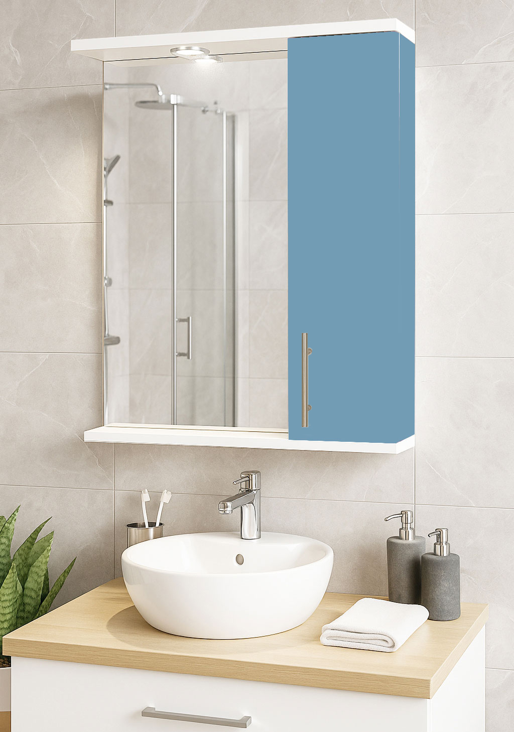 Oglindă MDF, Seria 020, 55cm, Bleu