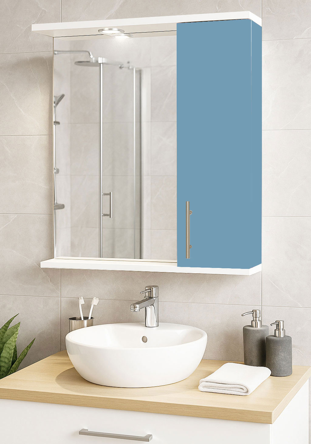 Oglindă MDF, Seria 020, 60cm, Bleu