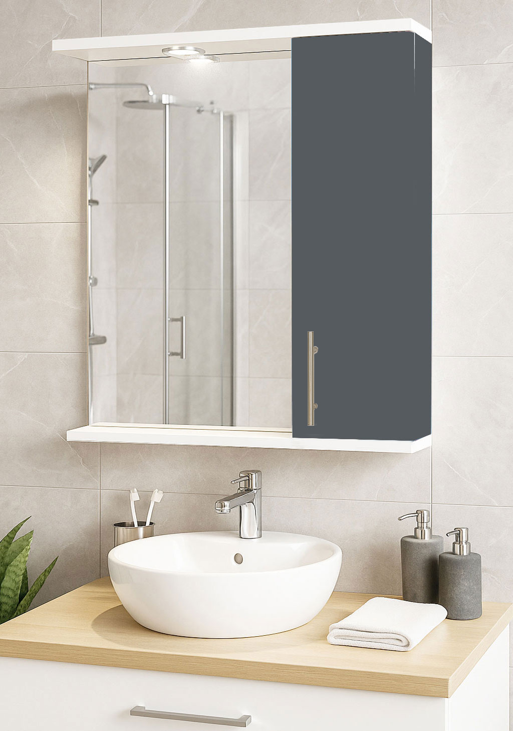 Oglindă MDF, Seria 020, 60cm, Antracit