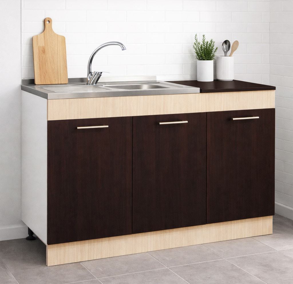 Mobilier bucătărie PAL, Sarona, Inferior, 120cm, Wenge/Fag