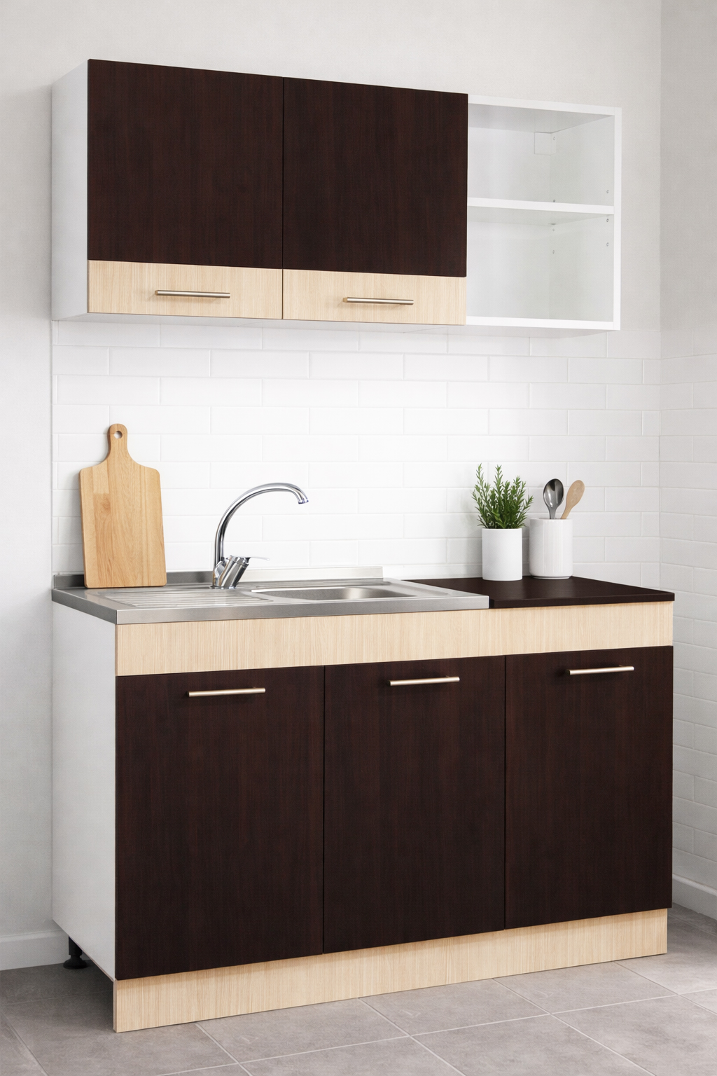 Mobilier de bucătărie PAL Set, Sarona, 120cm, Wenge/Fag