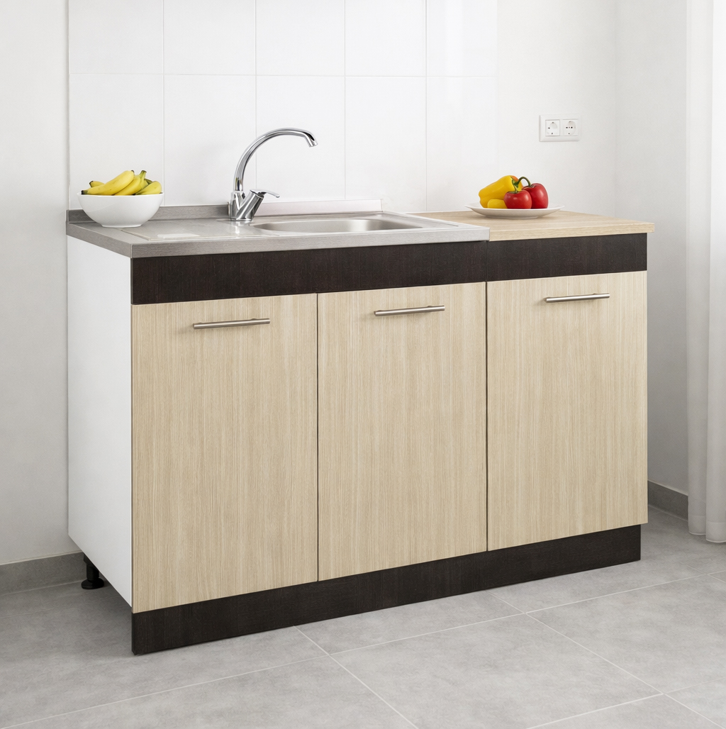 Mobilier bucătărie PAL, Sarona, Inferior, 120cm, Fag/Wenge