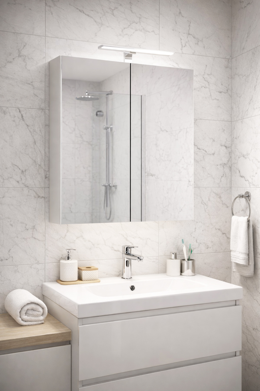 Oglindă Quattro, 60cm, Alb