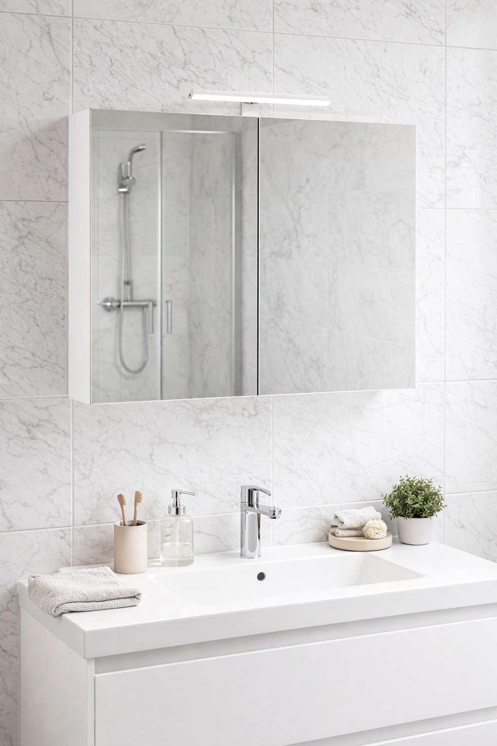 Oglindă Quattro, 80cm, Alb