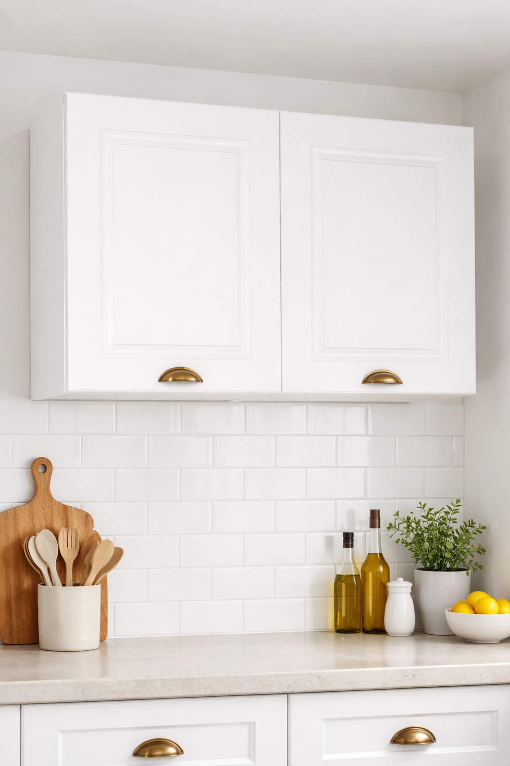 Mobilier bucătărie MDF, Square, Suspendat, Alb Rustic