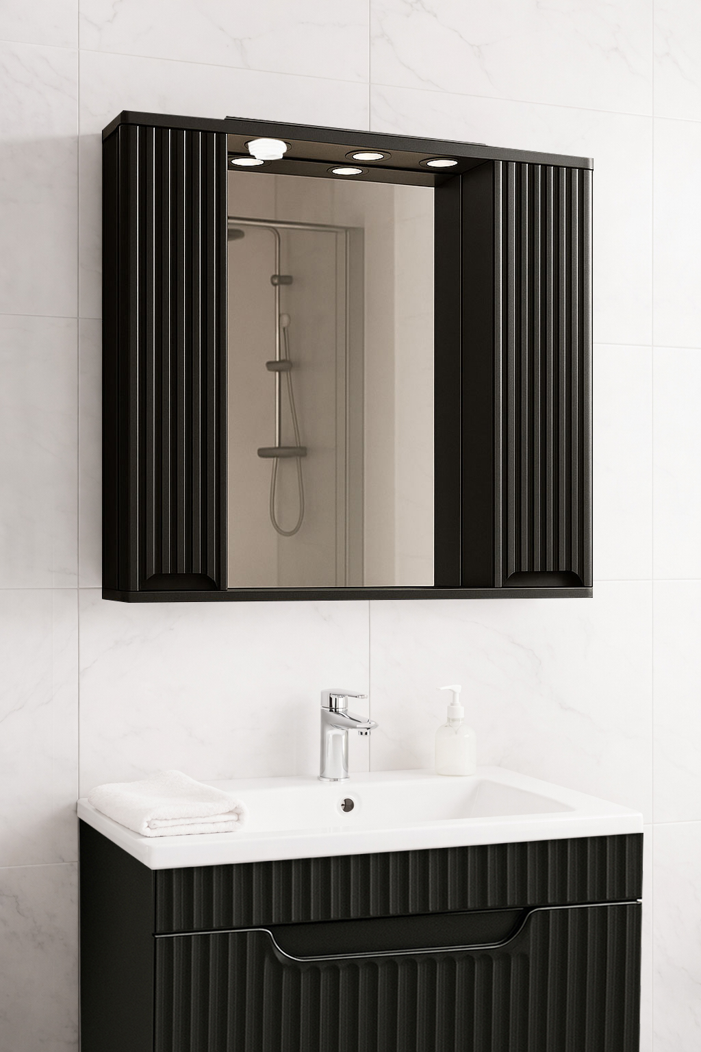 Oglindă MDF, Seria 033, 80cm, Negru
