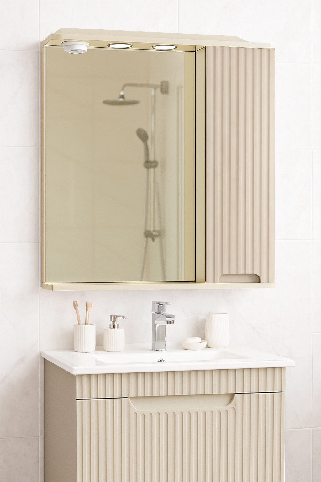 Oglindă MDF, Seria 033, 60cm, Crem