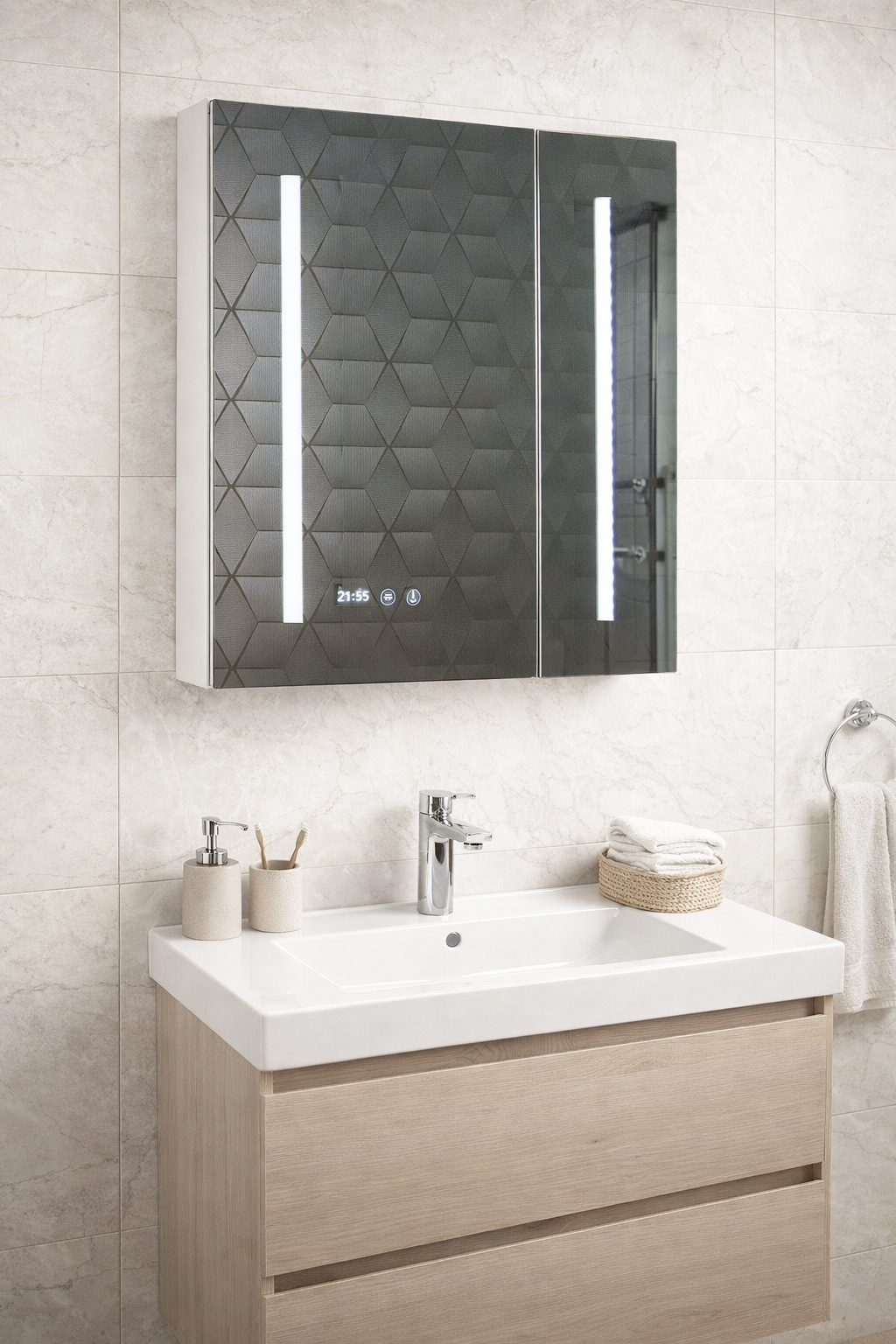 Oglindă Edge, 60cm, Alb