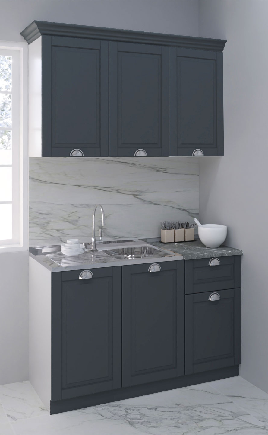 Mobilier bucătărie MDF Set, Square, 1 sertar, 120cm, Antracit