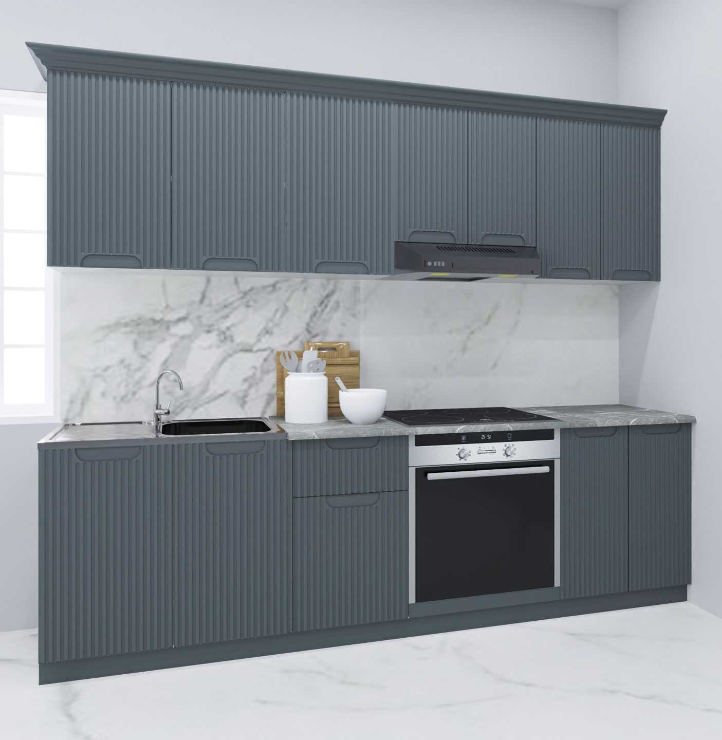 Mobilier de Bucătărie MDF Set, Space, 240cm, Antracit