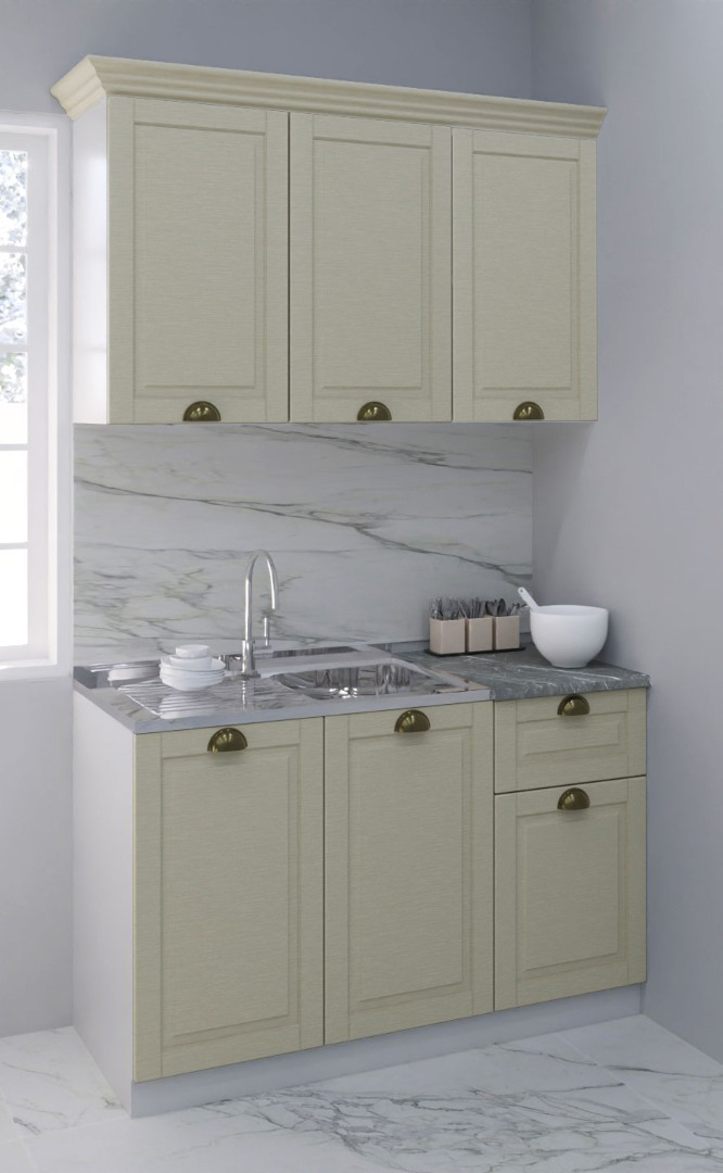 Mobilier bucătărie MDF Set, Square, 1 sertar, 120cm, Fag