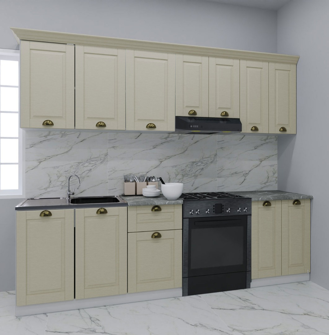 Mobilier bucătărie MDF Set, Square, 240cm, Fag