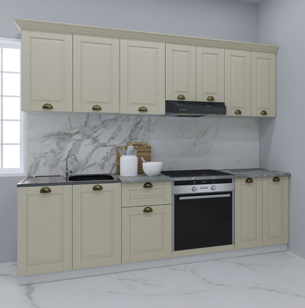 Mobilier bucătărie MDF Set, Square, 240cm, Fag