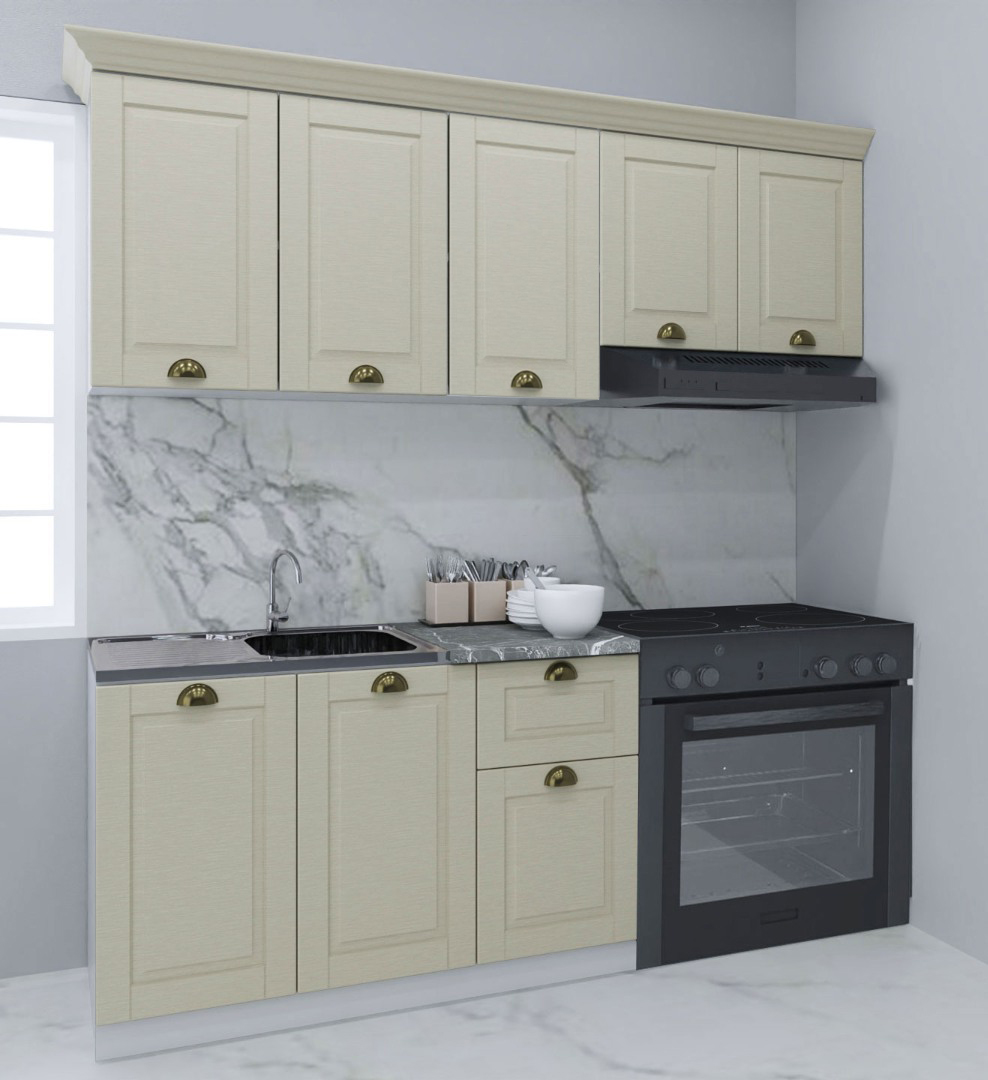 Mobilier bucătărie MDF Set, Square 180cm, Fag