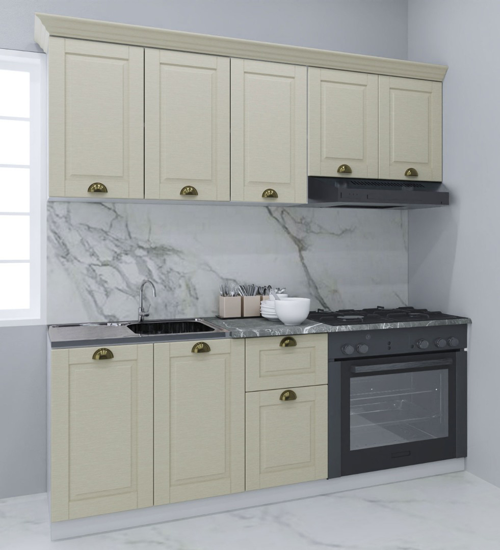 Mobilier bucătărie MDF Set, Square, 180cm, Fag